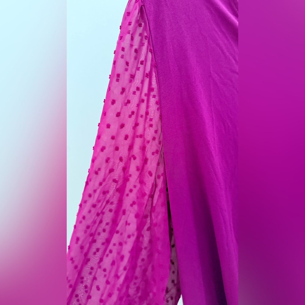 Adrianna Papell Deep Purple Blouse with Sheer Sleeves size 1X - Picture 4 of 6